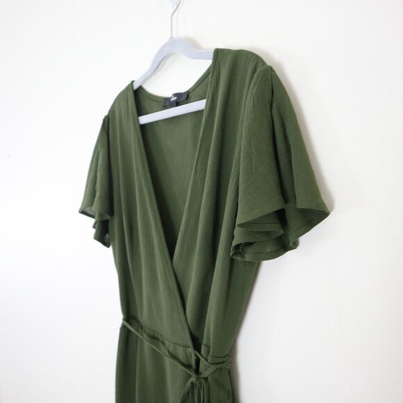 NWT Lulu’s Size S Harbor Point Wrap Dress Short Sleeve Olive Green - Picture 6 of 11